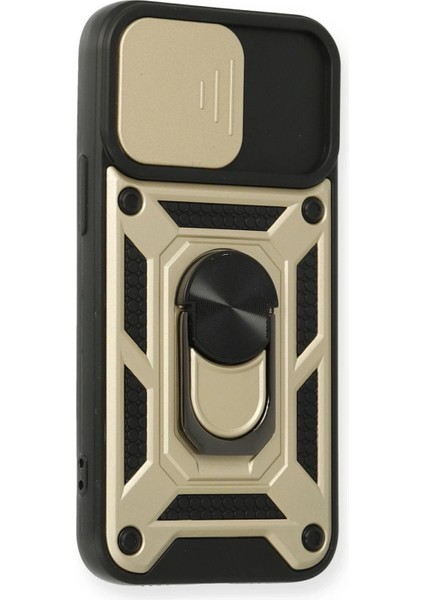 Iphone 12 Mini Kılıf Pars Lens Yüzüklü Silikon - Gold Yktsn