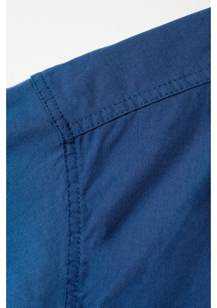 Erkek Comfort Fit Kısa Kol Çift Cep Kapaklı Yıkamalı Poplin Gömlek Fargo Ss B01.251.387 - Lacivert