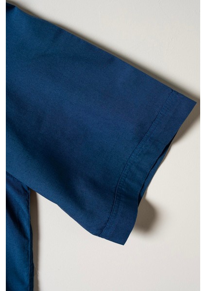 Erkek Comfort Fit Kısa Kol Çift Cep Kapaklı Yıkamalı Poplin Gömlek Fargo Ss B01.251.387 - Lacivert