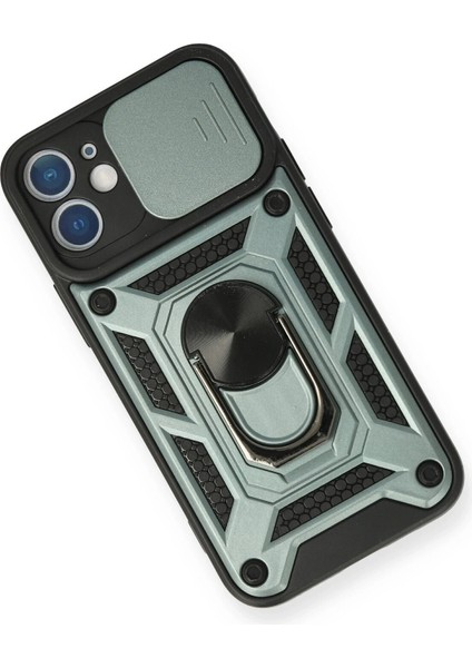 Iphone 12 Mini Kılıf Pars Lens Yüzüklü Silikon - Yeşil Yktsn