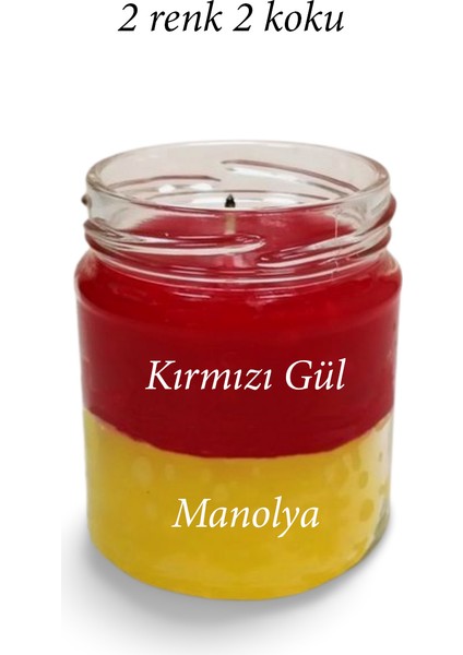 Premium Seri 2 Renk 2 Koku Sarı Kırmızı Beş Yıldız Kavanoz Mum 210 cc - Ryl