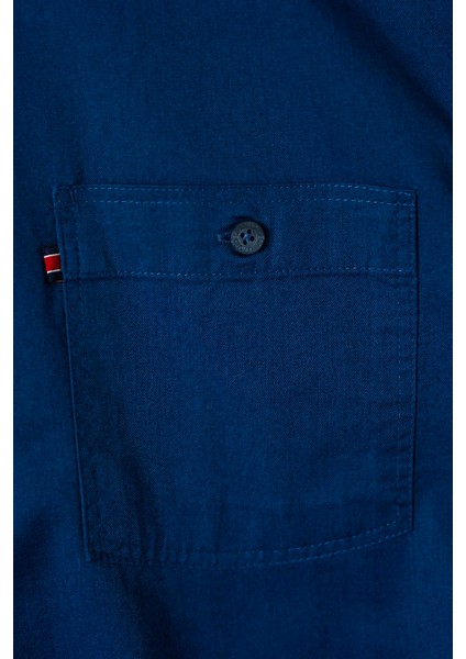 Erkek Comfort Fit Basic Kısa Kol Tek Cepli Yıkamalı Gabardin Gömlek Kansas Ss B01.251.428 - Lacivert