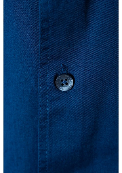 Erkek Comfort Fit Basic Kısa Kol Tek Cepli Yıkamalı Gabardin Gömlek Kansas Ss B01.251.428 - Lacivert