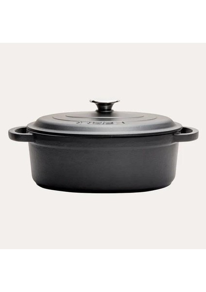 Oval Tencere Mat Siyah 23X29 cm