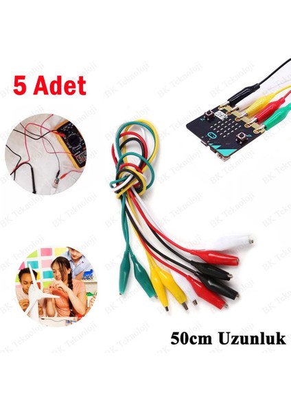Kablolu Renk Kodlu 45MM Büyük Boy Krokodil 5 Renk 5'li Paket