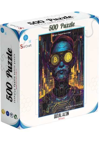 500 Parça Puzzle Dijital Altın Bitcoin