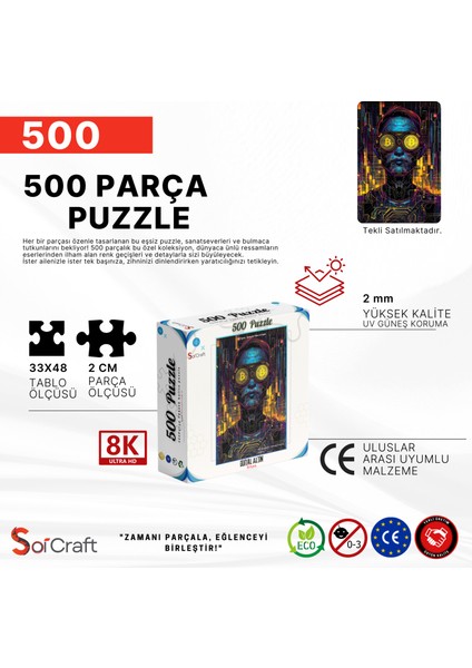 500 Parça Puzzle Dijital Altın Bitcoin
