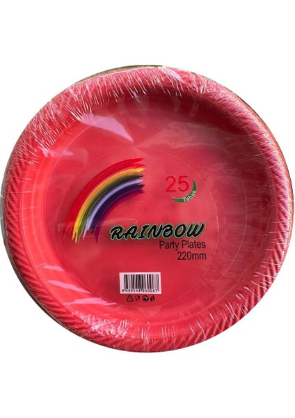 Kullan At Renkli Kırmızı Parti Davet Plastik Tabak - 22 Cm. - 25 Adetlik 3 Paket fiyatları