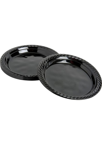 Kullan At Renkli Siyah Parti Davet Plastik Tabak - 17 Cm. - 25 Adetlik 3 Paket modelleri