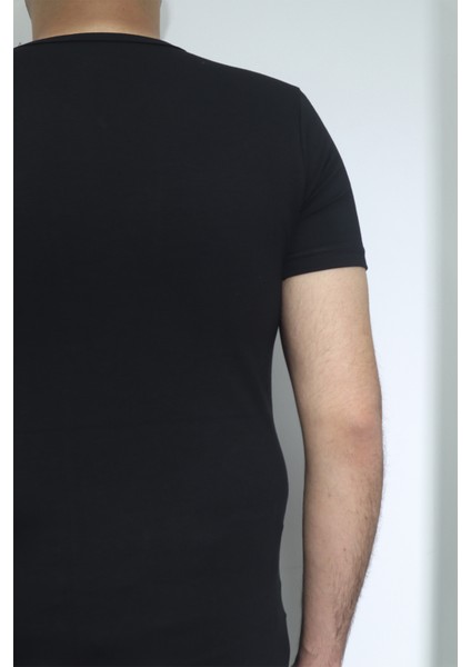 Fistan Store Erkek Düz Spor Kesim Dar Kalıp V - Yaka T-Shirt fırsatları