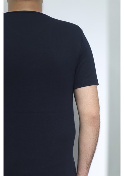 Fistan Store Erkek Düz Spor Kesim Dar Kalıp V - Yaka T-Shirt fırsatları