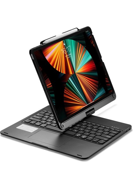 Ipad Pro 12.9 (2021) Kılıf Magic Dönen Klavyeli Tablet Kılıf - Siyah Yktsn