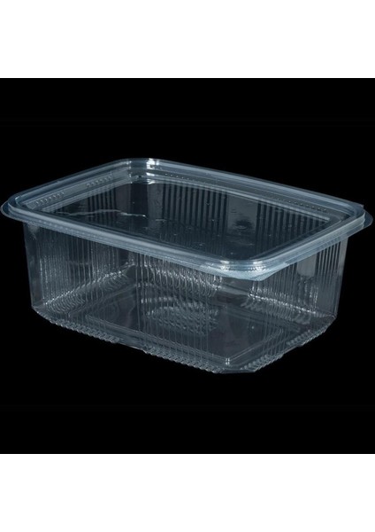 Kullan At Plastik Kilitli Şeffaf Düz Kapaklı Gıda Saklama Kabı Sızdırmaz Kap -2000 cc - 50 Adet