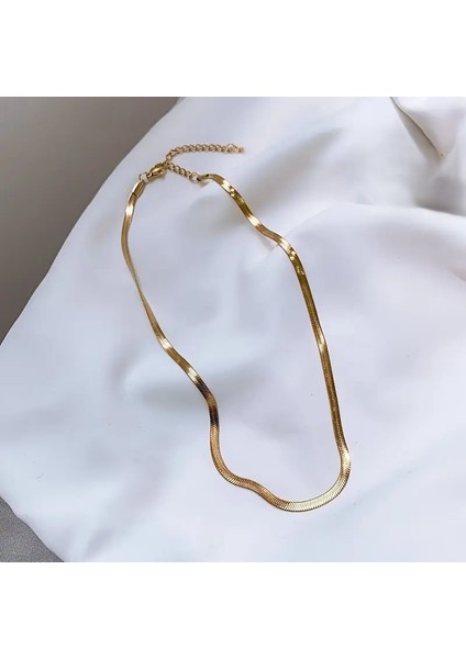Çelik Kolye Italyan Ezme Model 0.3 mm Genişlik 60 cm Uzunluk Altın Sarısı Gold modelleri