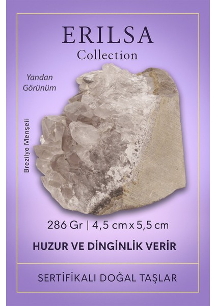 Sertifikalı Açık Ton Ametist Taşı Kütlesi – 286GR Ham Doğal Kristal Dekoratif Taş Parçası