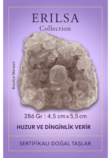 Sertifikalı Açık Ton Ametist Taşı Kütlesi – 286GR Ham Doğal Kristal Dekoratif Taş Parçası fiyatları