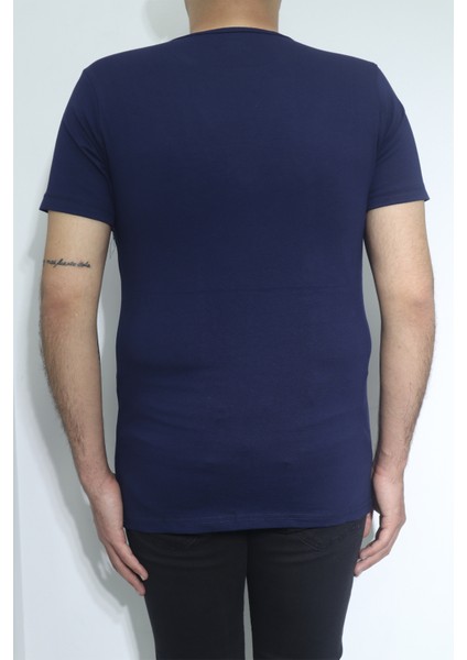 Fistan Store Erkek Düz Spor Kesim Dar Kalıp Bisiklet Yaka T-Shirt