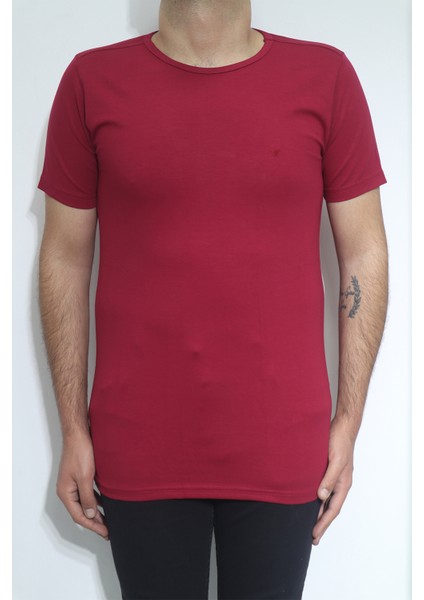 Fistan Store Erkek Düz Spor Kesim Dar Kalıp Bisiklet Yaka T-Shirt