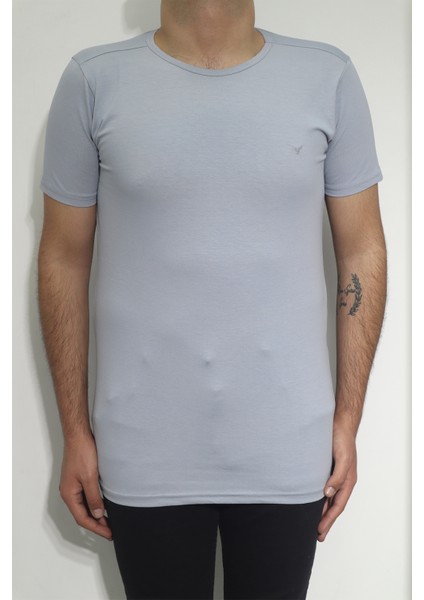 Fistan Store Erkek Düz Spor Kesim Dar Kalıp Bisiklet Yaka T-Shirt