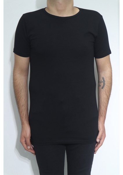 Fistan Store Erkek Düz Spor Kesim Dar Kalıp Bisiklet Yaka T-Shirt