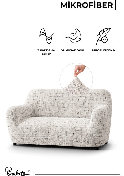 Lastikli Esnek ve Yıkanabilir 2 Kişilik Koltuk Örtüsü Çekyat Kanepe Kılıfı - Beyaz indirimleri