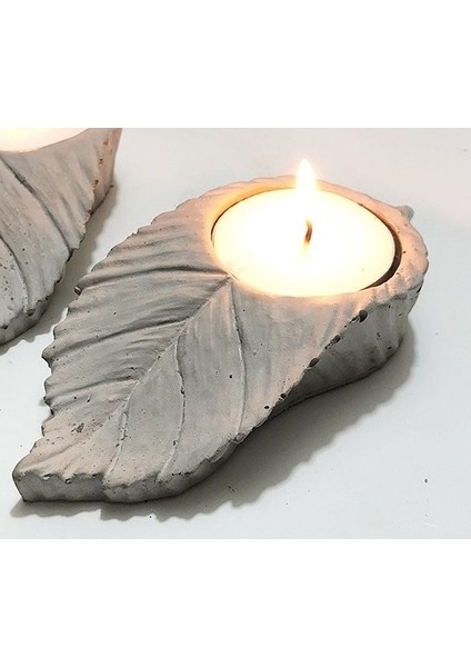 12cm Yaprak Tealight Mumluk Silikon Kalıp K-364, Kokulu Taş Sabun Alçı Mum Kalıbı