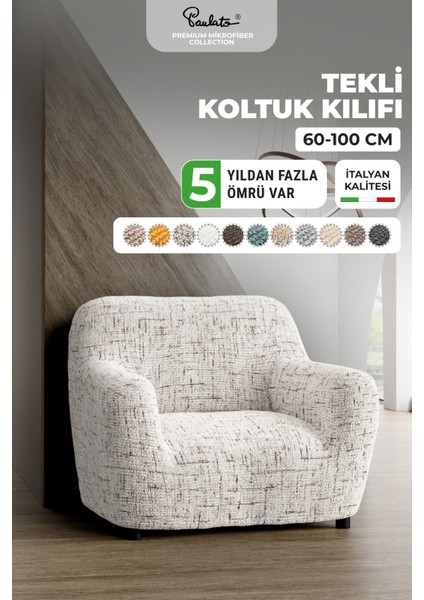 Lastikli Esnek ve Yıkanabilir Tek Kişilik Koltuk Örtüsü Koltuk Kılıfı - Beyaz