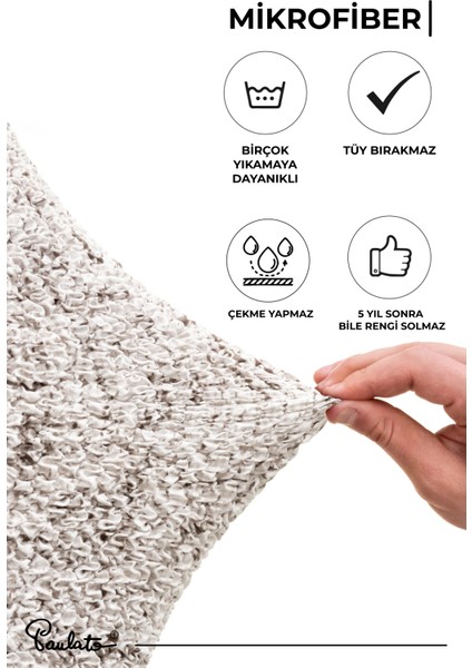Lastikli Esnek ve Yıkanabilir Tek Kişilik Koltuk Örtüsü Koltuk Kılıfı - Beyaz