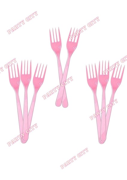 8li Plastik Çatal Pembe Kullan At