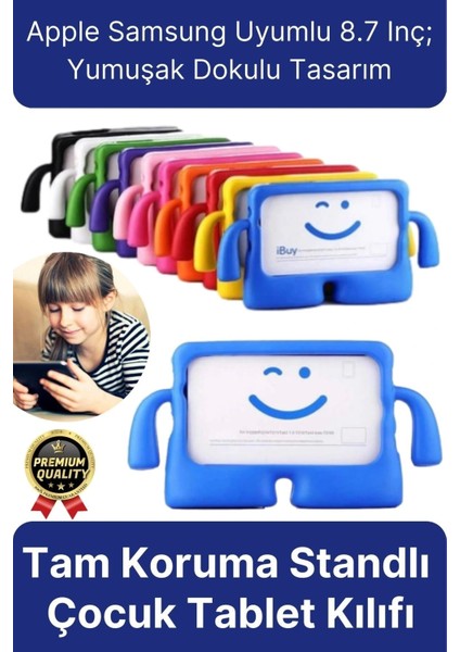 Kids Tutacaklı Apple Samsung Uyumlu 8.7 Inç Eğlenceli Karakterli Standlı Çocuk Tablet Kılıfı