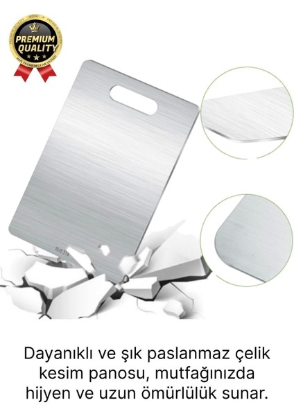 Çok Amaçlı Dayanıklı Kaymaz Yüzey Paslanmaz Çelik Mutfak Sebze Meyve Et Doğrama Lüks Kesme Tahtası