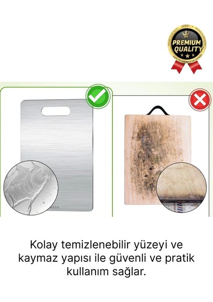 Çok Amaçlı Dayanıklı Kaymaz Yüzey Paslanmaz Çelik Mutfak Sebze Meyve Et Doğrama Lüks Kesme Tahtası