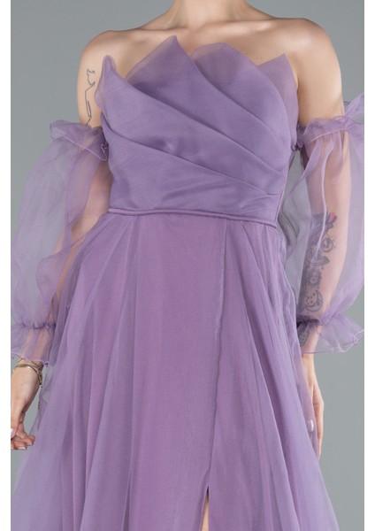 Straplez Kol Aksesuarlı Uzun Dalya Abiye Elbise ABU2076 modelleri