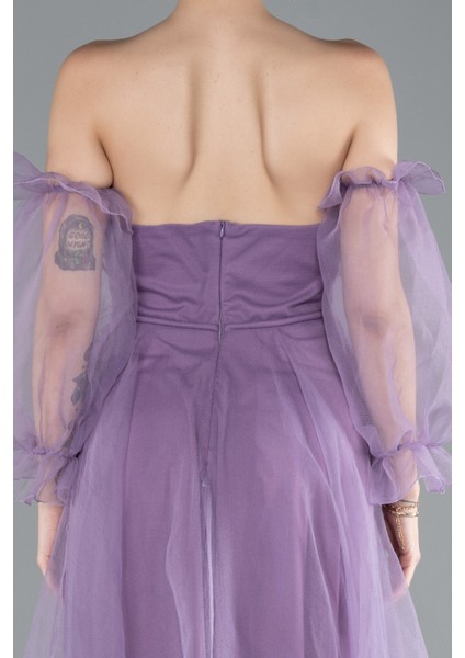 Straplez Kol Aksesuarlı Uzun Dalya Abiye Elbise ABU2076 fırsatları