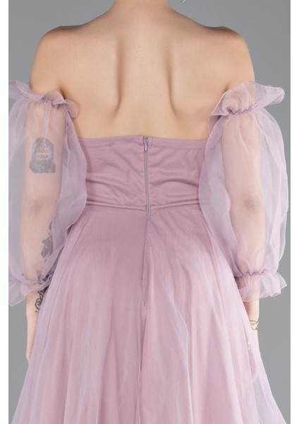 Straplez Kol Aksesuarlı Uzun Dalya Abiye Elbise ABU2076 fırsatları