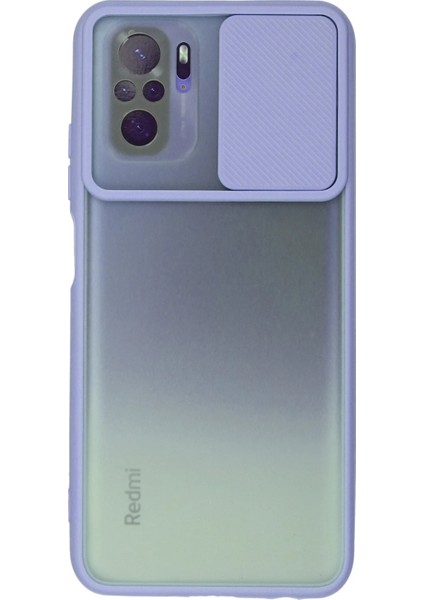Xiaomi Redmi Note 10 Kılıf Palm Buzlu Kamera Sürgülü Silikon - Lila Yktsn