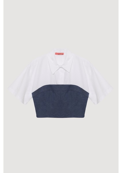 Gömlek Matchli Kot Görünümlü Bluz Indigo