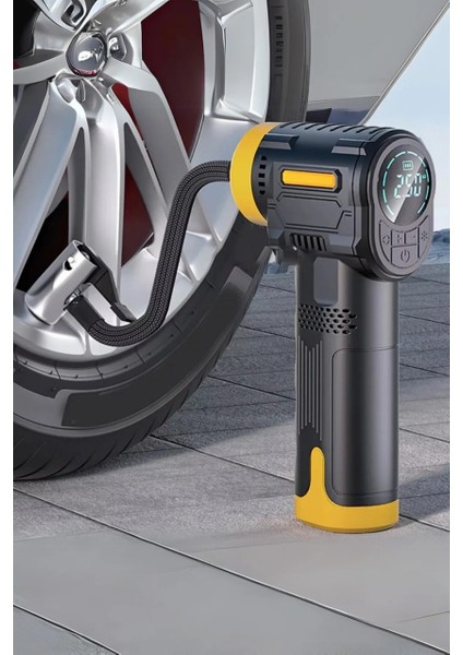 Şarjlı Oto Kompresörü Şarjlı Lastik Şişirme Cihazı Auhma Şarjlı Lastik Kompresörü 3600 Mah Lastik Şişirme Makinesi Motosikle