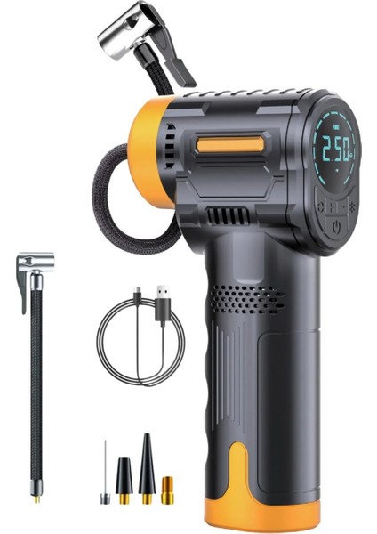 Şarjlı Oto Kompresörü Şarjlı Lastik Şişirme Cihazı Auhma Şarjlı Lastik Kompresörü 3600 Mah Lastik Şişirme Makinesi Motosikle
