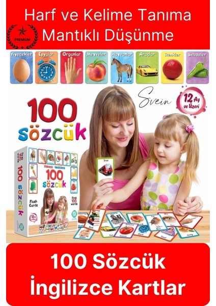 Premium Özel Üretim Zeka Geliştirici Yabancı Dil Eğitici Çocuk Ilk 100 Sözcük Ingilizce Türkçe