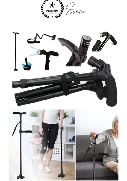 Premium Kalite Katlanabilir LED Işıklı Baston Yürüyüş Fenerli Ayaklı Kolay Açılıp Kapanan Kaymaz fiyatları