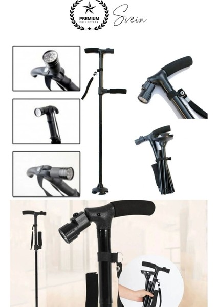 Premium Kalite Katlanabilir LED Işıklı Baston Yürüyüş Fenerli Ayaklı Kolay Açılıp Kapanan Kaymaz modelleri