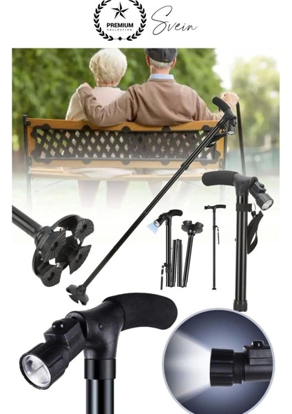 Premium Kalite Katlanabilir LED Işıklı Baston Yürüyüş Fenerli Ayaklı Kolay Açılıp Kapanan Kaymaz fırsatları