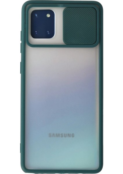 Samsung Galaxy A81 / Note 10 Lite Kılıf Palm Buzlu Kamera Sürgülü Silikon - Yeşil Yktsn