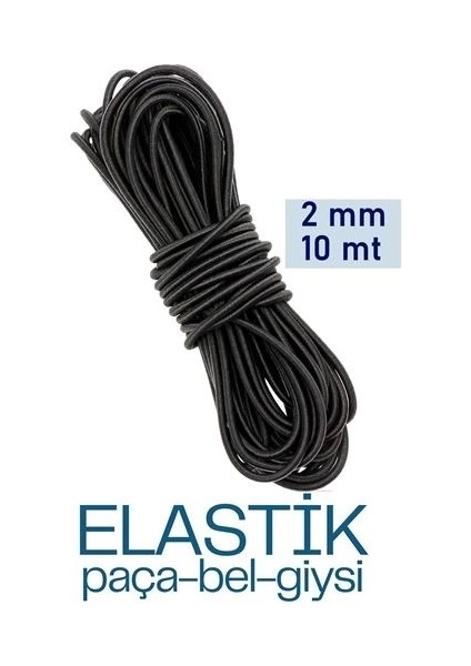 Bel Paça Giysi Lastiği 2 mm 10 mt Siyah