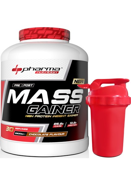 Mass Gainer 3300 gr Çikolata Aromalı Kilo Kas Karbonhidrat Tozu 30 Servis Hacim Shaker Hediyeli