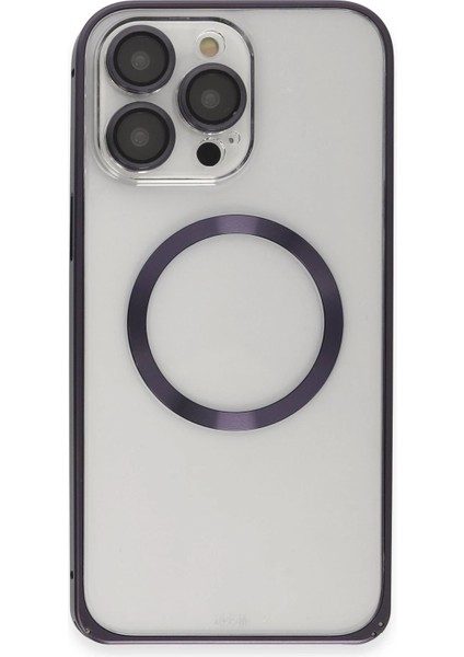 Iphone 14 Pro Kılıf Metal Bumper Magneticsafe Kapak - Derin Mor Yktsn