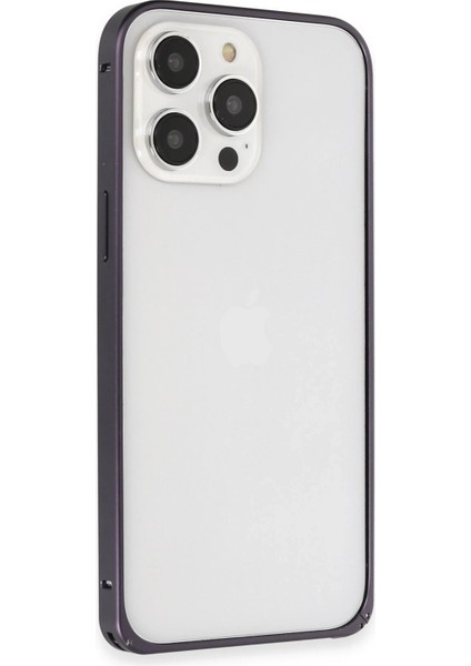 Iphone 14 Pro Kılıf Metal Bumper Magneticsafe Kapak - Derin Mor Yktsn