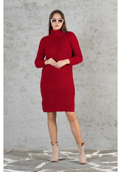 Kadın Balıkçı Yaka Sim Garnili Triko Tunik 055