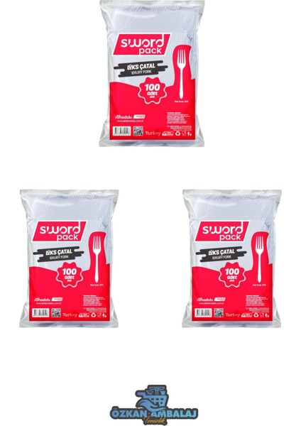 300 Adet 3 Paket Lüx ( Kalın ) Şeffaf Beyaz Plastik Yemek Çatalı Kullan At Çatal